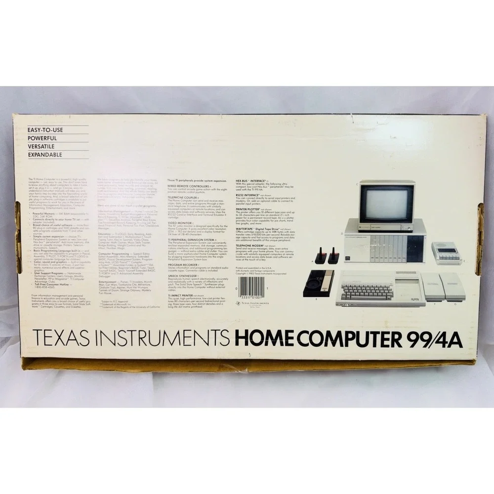Vtg TI-99/4A Texas Instruments Home Computer Boxed w/ Controllers Repair READ